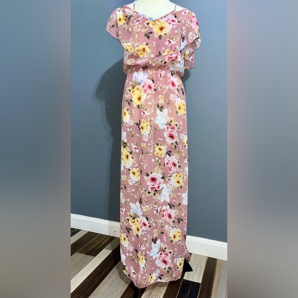 Miley + Molly Floral Maxi Dress in Pink and Yellow size small - Picture 1 of 9
